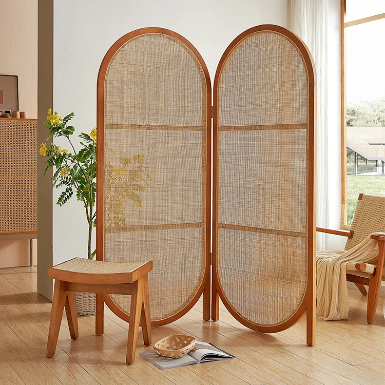 Solid Wood Rattan Screen Folding Partition, New Released, Factory Direct Sale, Top Quality