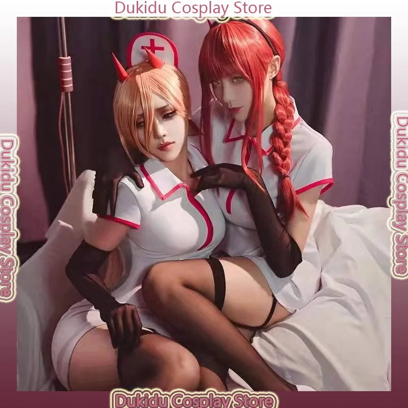 

Человек с бензопилой, косплей Makima Devil Hunter, наряд медсестры на Хэллоуин, темный медицинский эстетический праздник с чистым стильным силовым комбинезоном