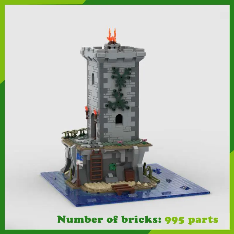 

MOC Building Blocks Medieval Island Lighthouse Modular Architectural Model DIY Bricks Creative Assemble Toys Christmas Gift