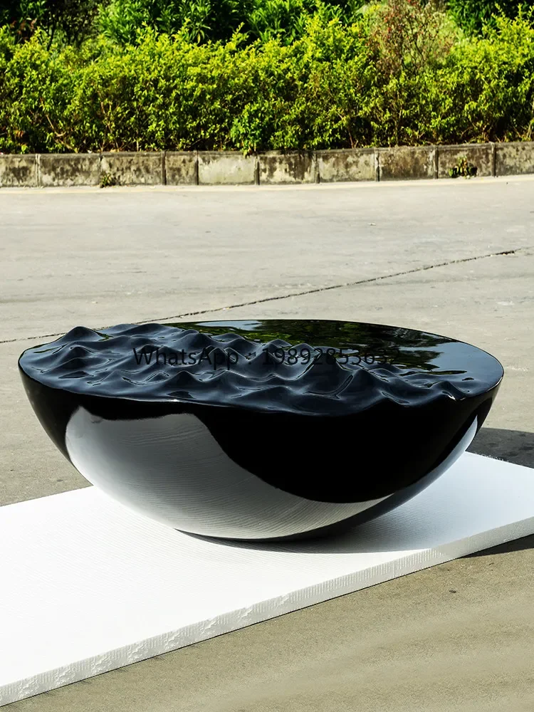 

BJ-22 J1 large water ripple fiberglass sculpture custom base sales office art decoration