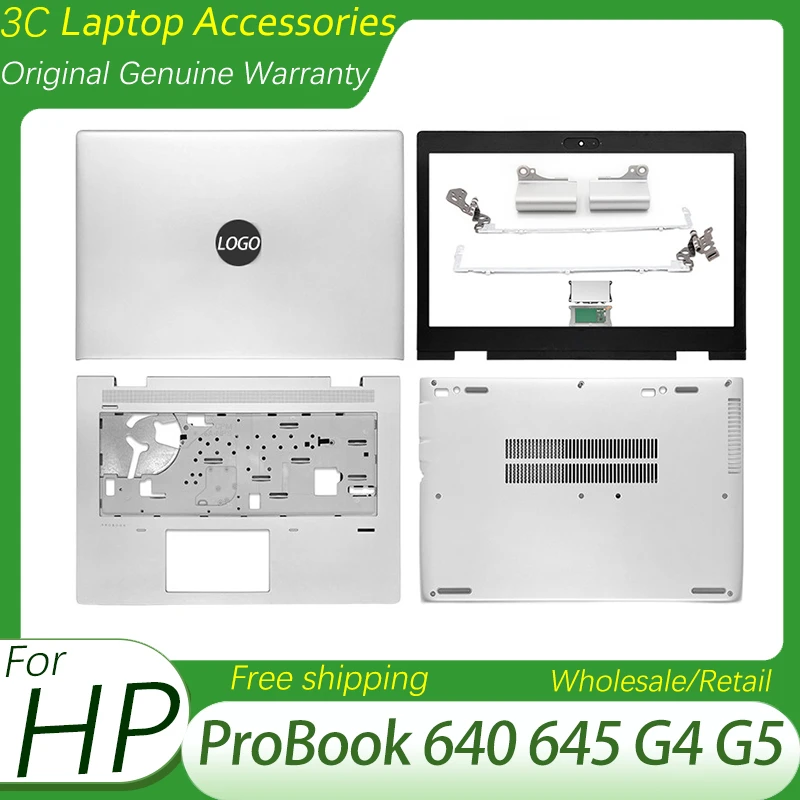 

New Original For HP ProBook 640 645 G4 G5 Laptop LCD Back Cover Front Bezel Hinges Palmrest Cover Bottom Case Silver L09526-001