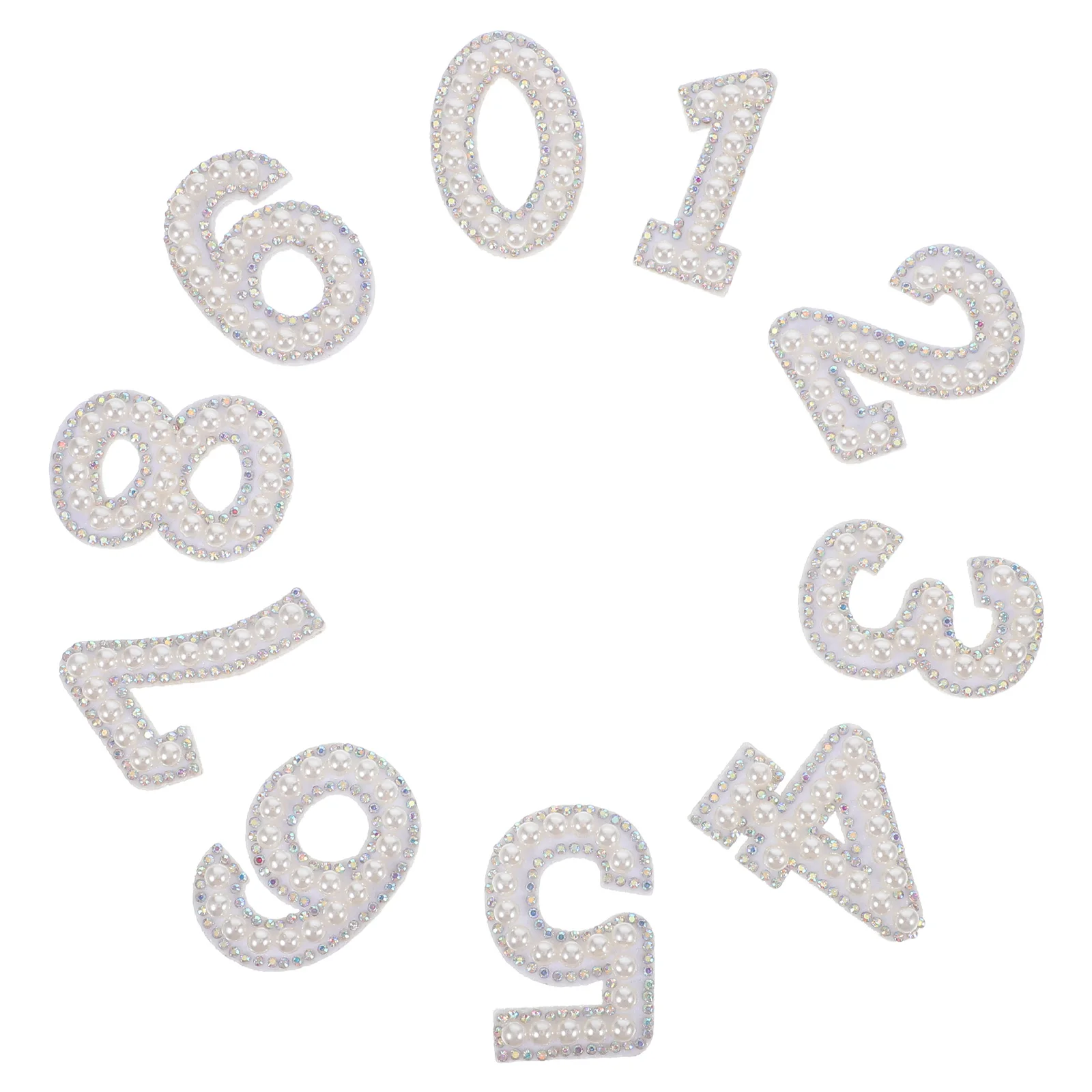 

2 set Rhinestone 0- Stickers Self Adhesive Diy Applique For Clothes Bags Hats Shoes Iron On Number Patches Embroidery