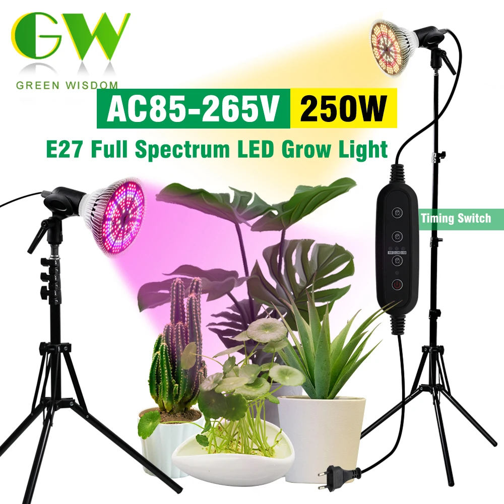 

250W LED Grow Light Bulb E27 LED Plant Bulb 200 LEDs Sunlike Full Spectrum Grow Lights for Indoor Plants Vegetables and Seedling