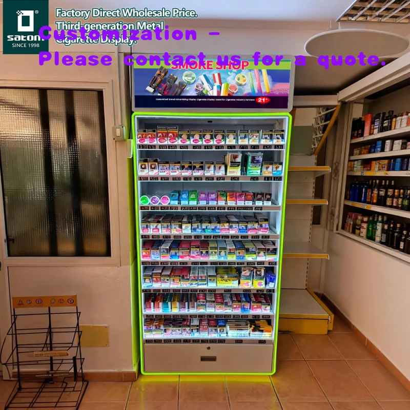 custom.Europe USA Smoke Shop Metal Display Stand Rack Gas Station Retail Stores with LED Light