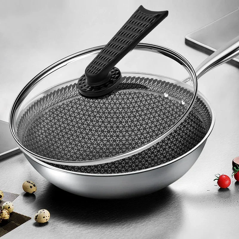 

Stainless Steel Wok Non-stick Pan Without Oil Smoke Uncoated Household Wok Pan Induction Pot Kitchen Pot Frying Pan Cooking Pot