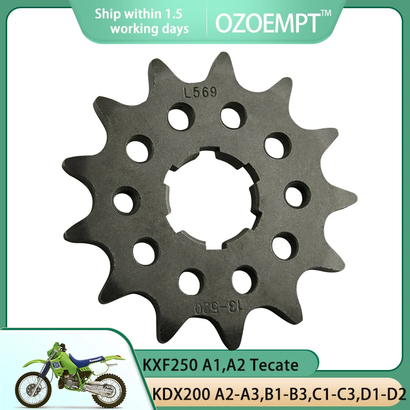 OZOEMPT 520-13T Motorcycle Front Sprocket Apply to KXF250 A1,A2 Tecate  KDX200 A2-A3,B1-B3,C1-C3,D1-D2   E1-E6   H1-H11,H6F