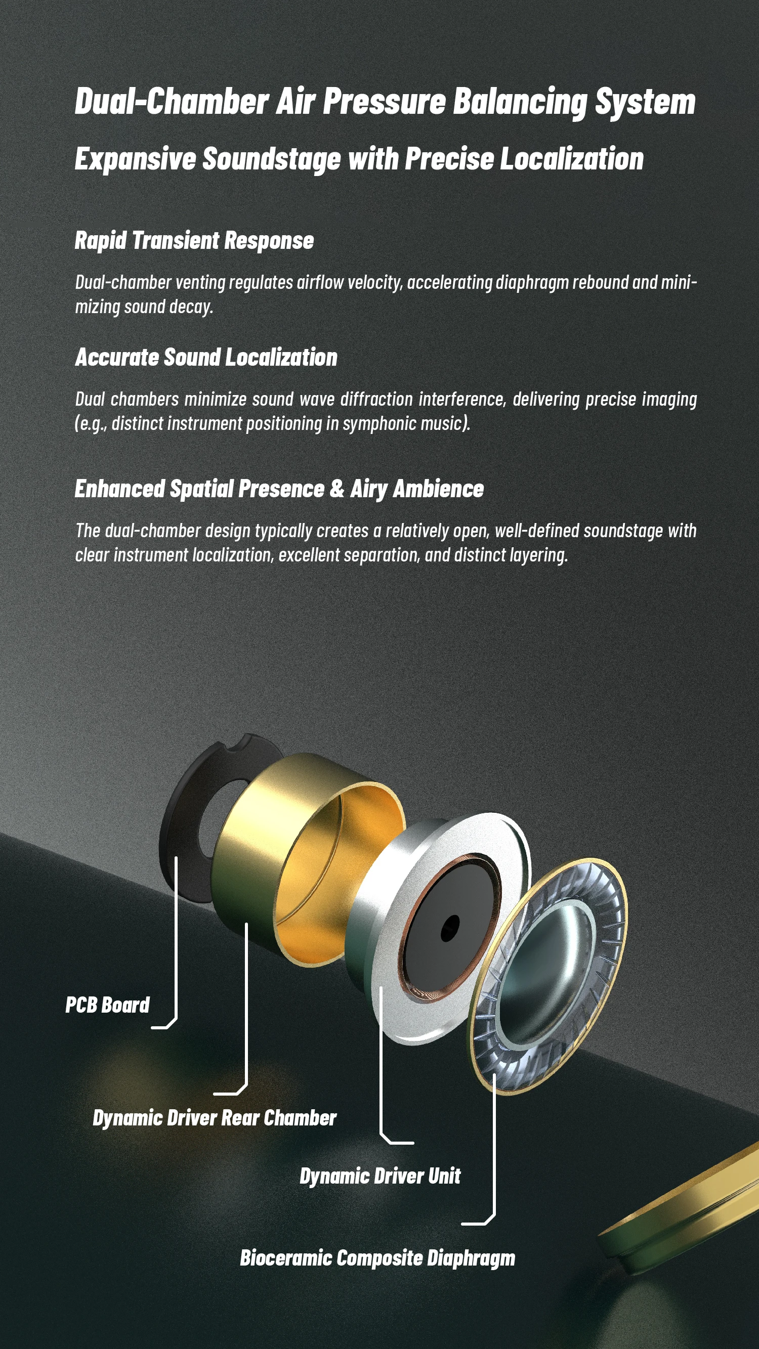 BQEYZ NI HiFi In-Ear-Kopfhörer mit dynamischem Treiber und Bio-Keramik-Membran, Gaming-Ohrhörer mit austauschbaren Steckern, 3,5 mm/4,4 mm – Detail 4