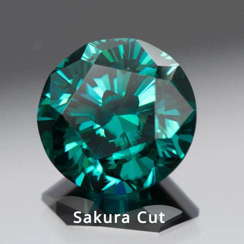 

Moissanite Stones Sakura Cut Round Shape Emerald Green Natural Color Gemstone For DIY Jewelry Making Materials With GRA Report