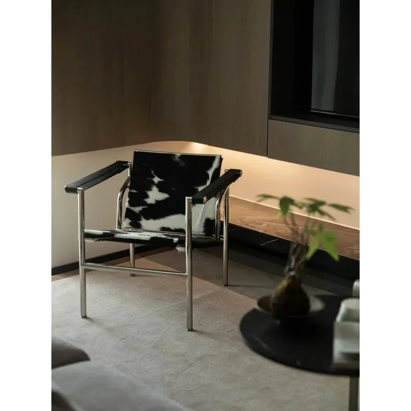 Italian Style Single Sofa Chair Designer Vintage Single Chair Stainless Steel Leisure Chair