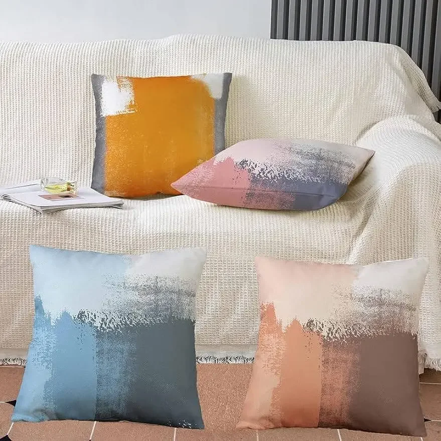 Abstract decorative throw pillowcase square cushion cover sofa bedroom art orange pink blue pillowcase 45x45 pillowcase