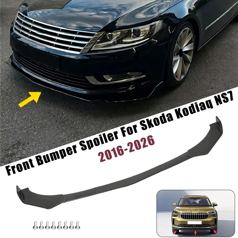 Sport Front Bumper Splitter Spoiler Lip For Skoda Kodiaq NS7 2016-2026 5Pcs Adjustable Sectional Car Exterior Tuning Body Kit