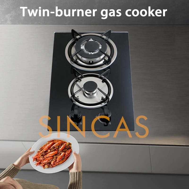 

Vertical Gas Cooktop Dual Fuel Cooker 2 Burner LPG Natural Gas Built In Freestanding Design Stove Hob Fire Household Kitchen