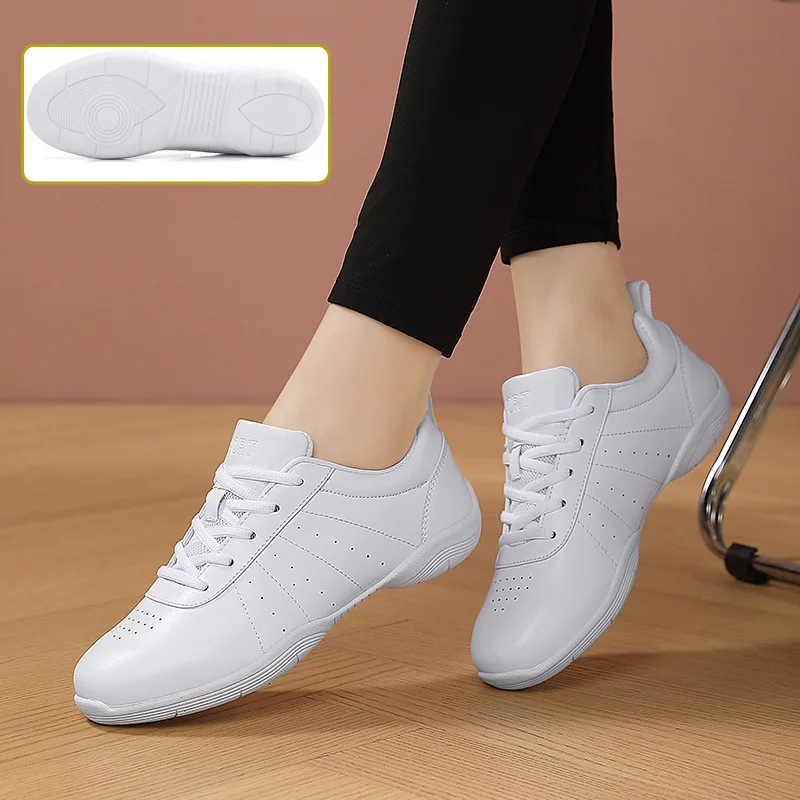 

Women Dance Shoes Lightweight Flat Athletic Shoes Competitive Aerobic Gymnastics Shoes Fitness Sports Shoes White Dance Sneakers