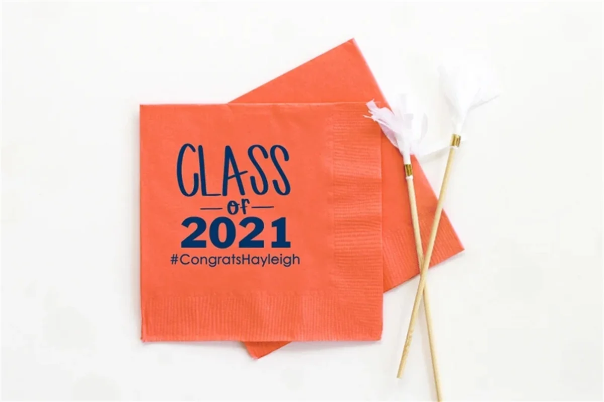 50 PCS Personalized Graduation Napkins Class of 2024 Napkins Graduation Party Decorations Personalized Beverage Napkins Grad Par