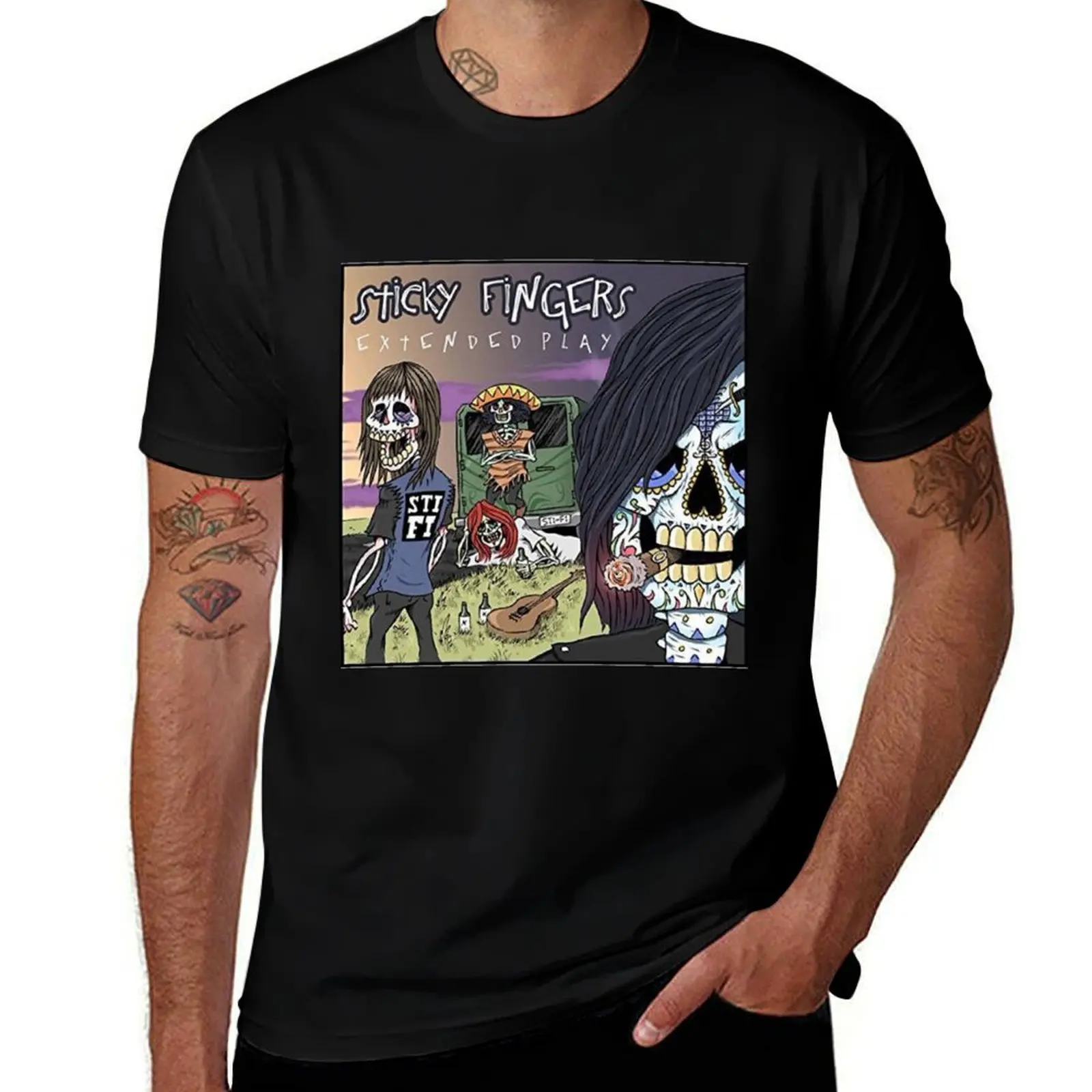Extended Play - Sticky Fingers T-Shirt Casual Pattern Print Tee Shirt T-Shirt