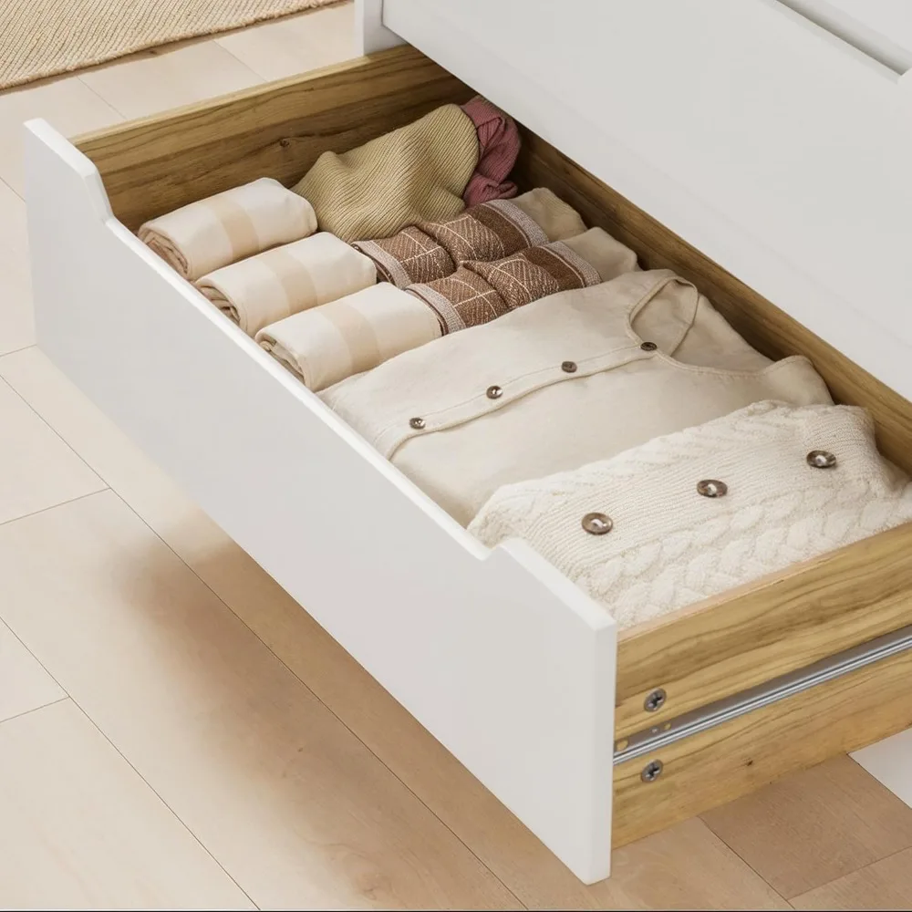 خزانة أثاث الحدائق ذات 6 أدراج، خزانة ذات أدراج مع مساحة تخزين كبيرة، خزائن بيضاء لغرفة النوم، خزانة طويلة ومنظم #4