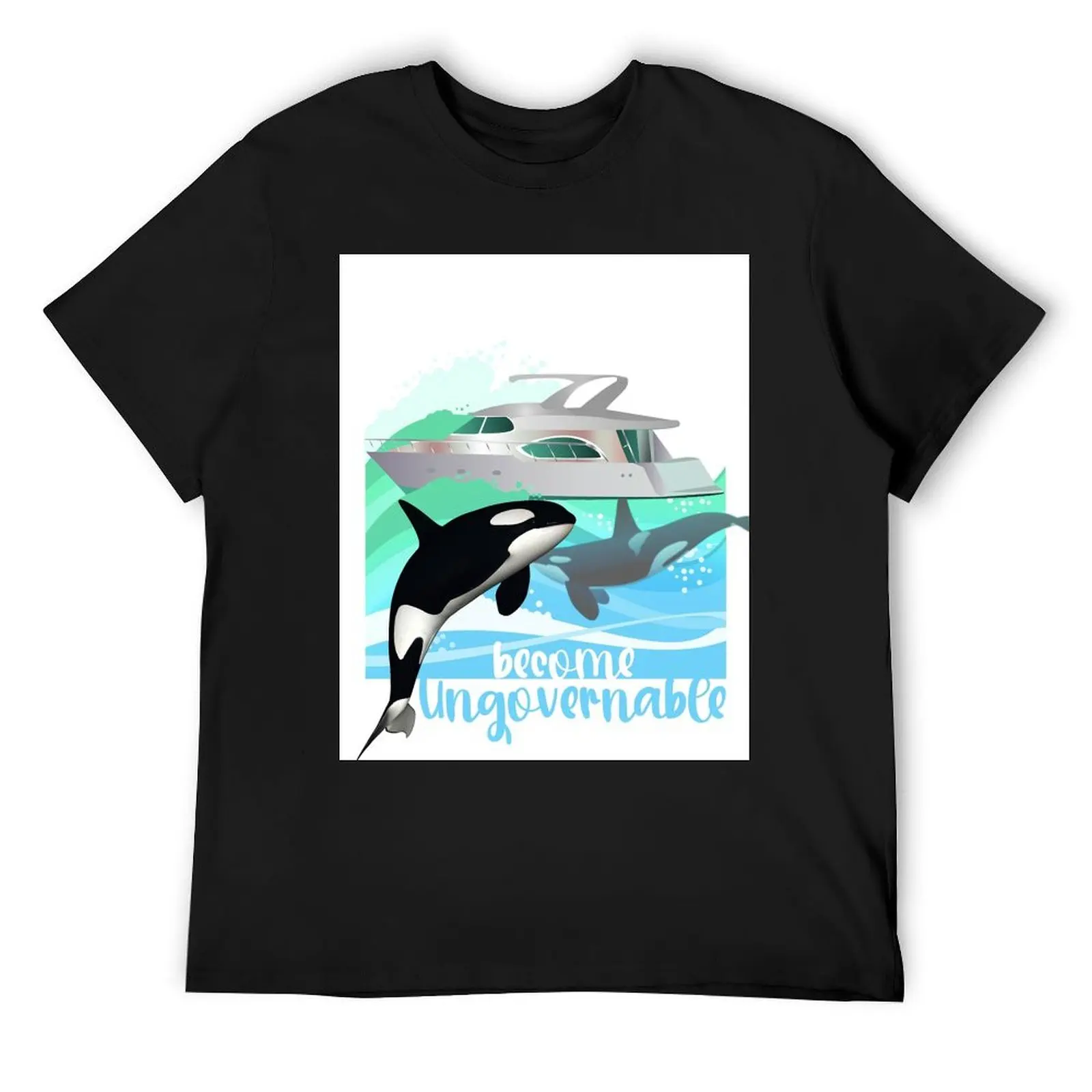 Yacht Orcas - Become Ungovernable T-Shirt blue archive plus sizes aesthetic clothes Short sleeve tee men