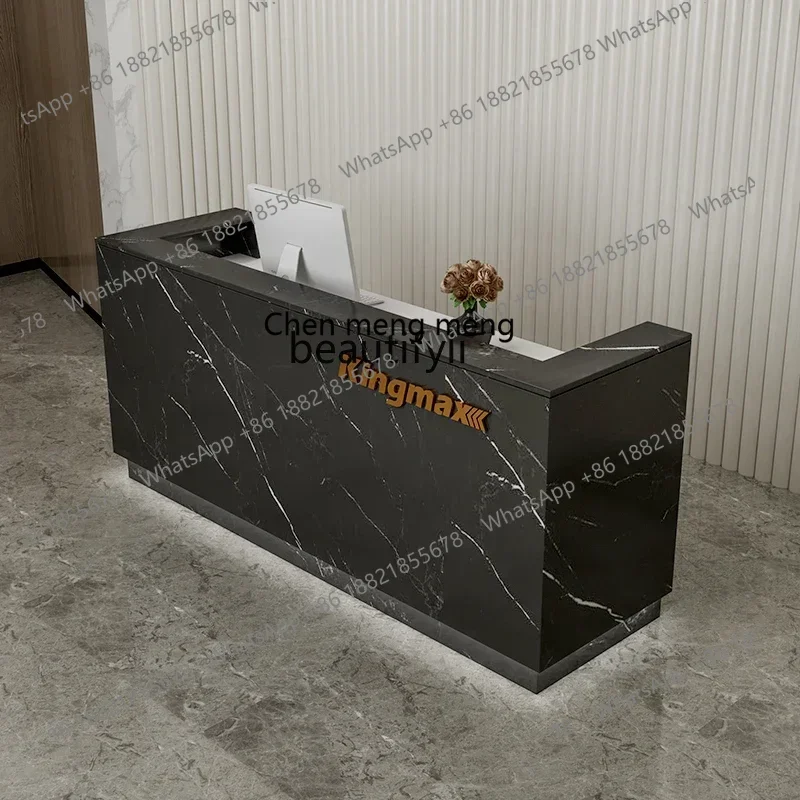 200302Bar Counter Simple Modern Cashier Customized Beauty Salon Clothing Barber Shop Hotel Reception Desk Counter Company Front