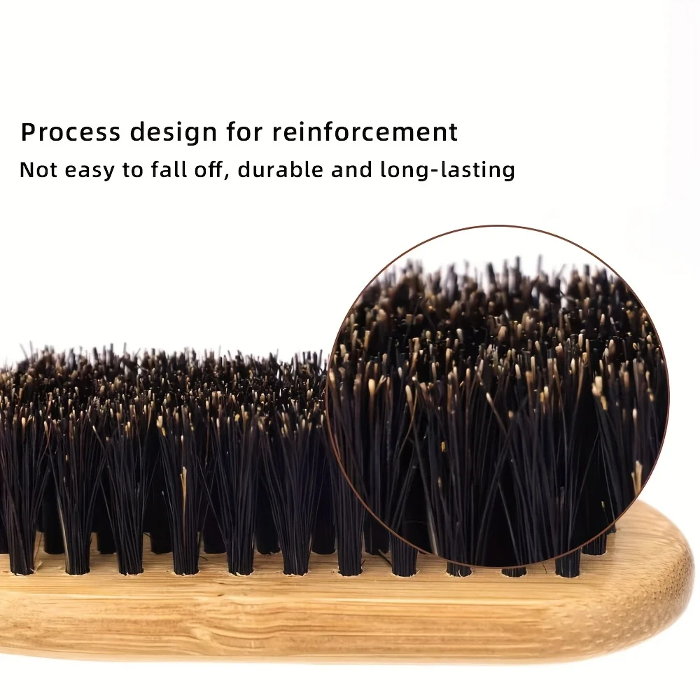 فرشاة شعر بشعيرات الخنزير بمقبض خشبي - مشط مضاد للكهرباء الساكنة وفك تشابك الشعر وتصفيفه لفرشاة تدليك فروة الرأس ذات الشعر الناعم والكثيف