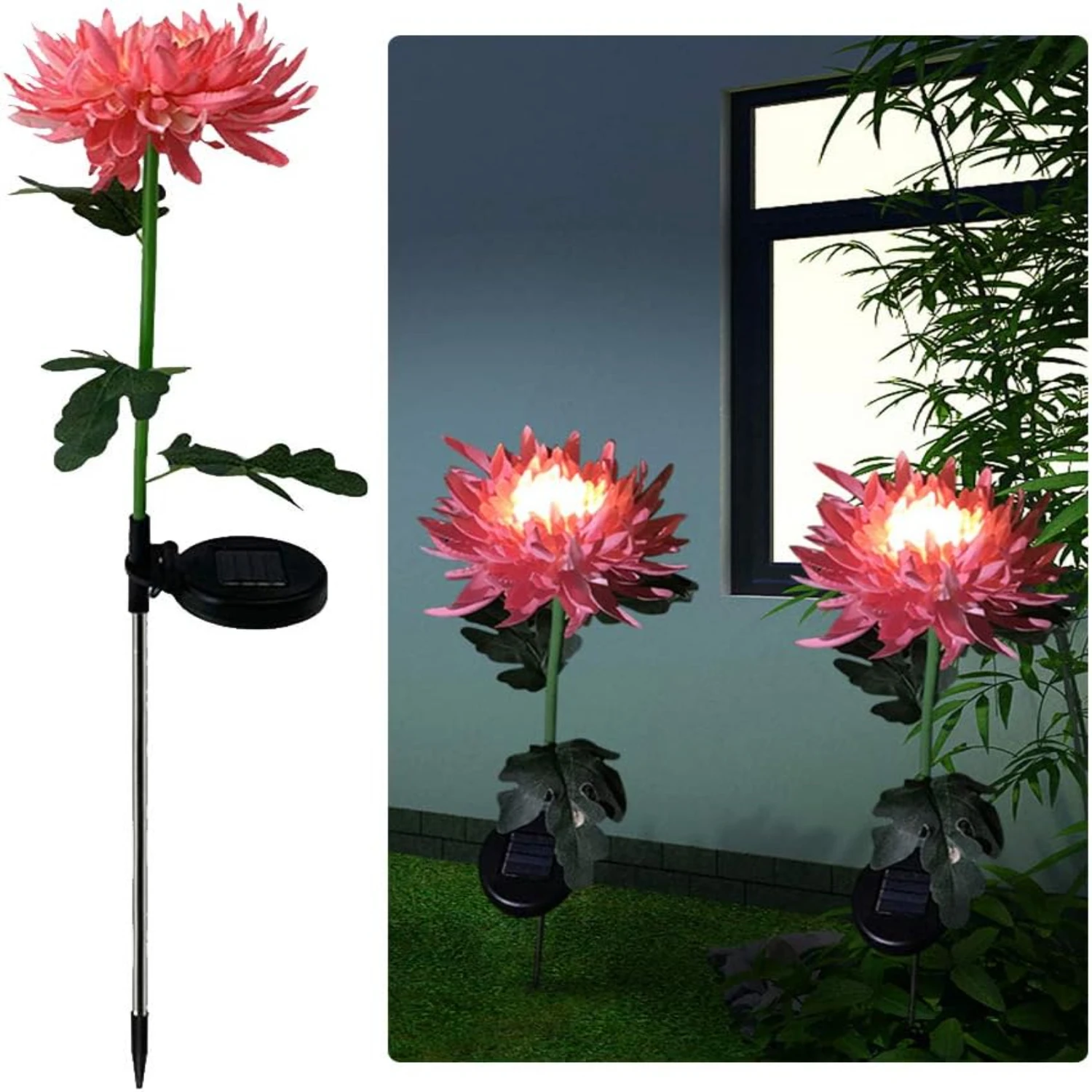 Beautiful Stunning Exquisite Gorgeous Popular Single Pack Solar Chrysanthemum Flower Lights - Perfect LED Solar Power Ground Lig