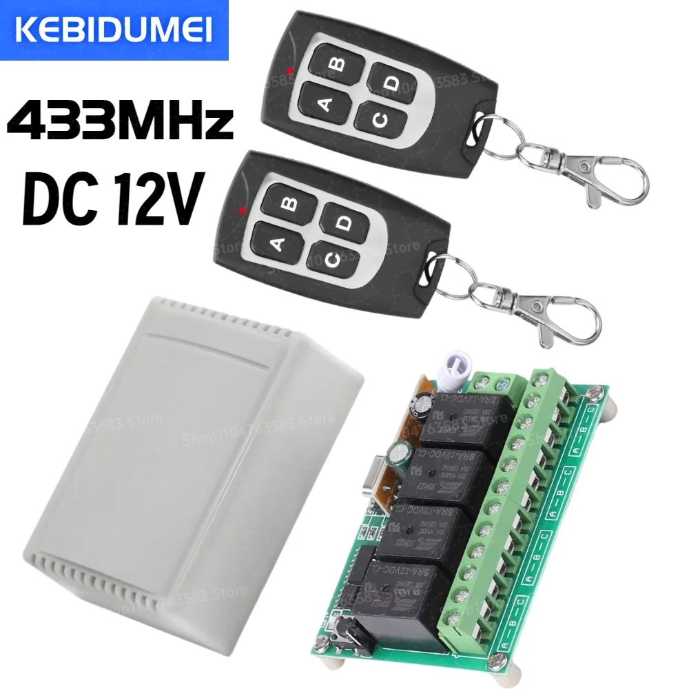 Universal Wireless Remote Control Switch DC 12V 4CH Relay Receiver Module With 4 Channel RF 433 Mhz Transmitter Electronic Lock