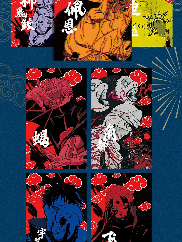 OU MAN CHAO WAN Naruto Colored Paper Anime Uzumaki Naruto Uchiha Sasuke Hyuga Hinata Metal Diamond Ticket Triple Folding Cards