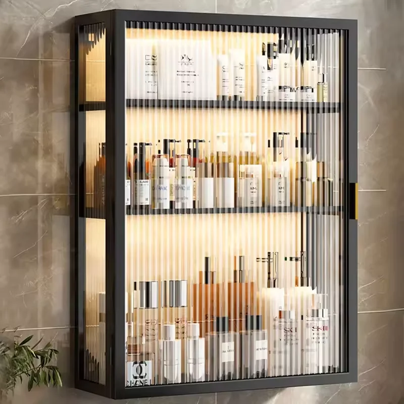 New Wall Hanging Rack with Cabinet Door Multifunctional Bathroom Toilet Cabinet  Shower Supplies Organization Storage Box