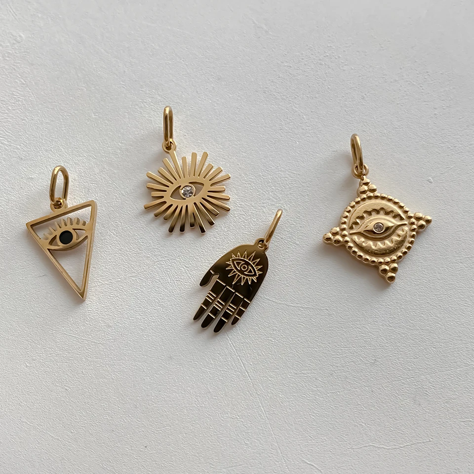 EMANCO Edelstahl Böses Auge Runder Kunstperlen-Anhänger Handgefertigte Halskette Armband DIY Schmuckherstellung Zubehör – Detail 3