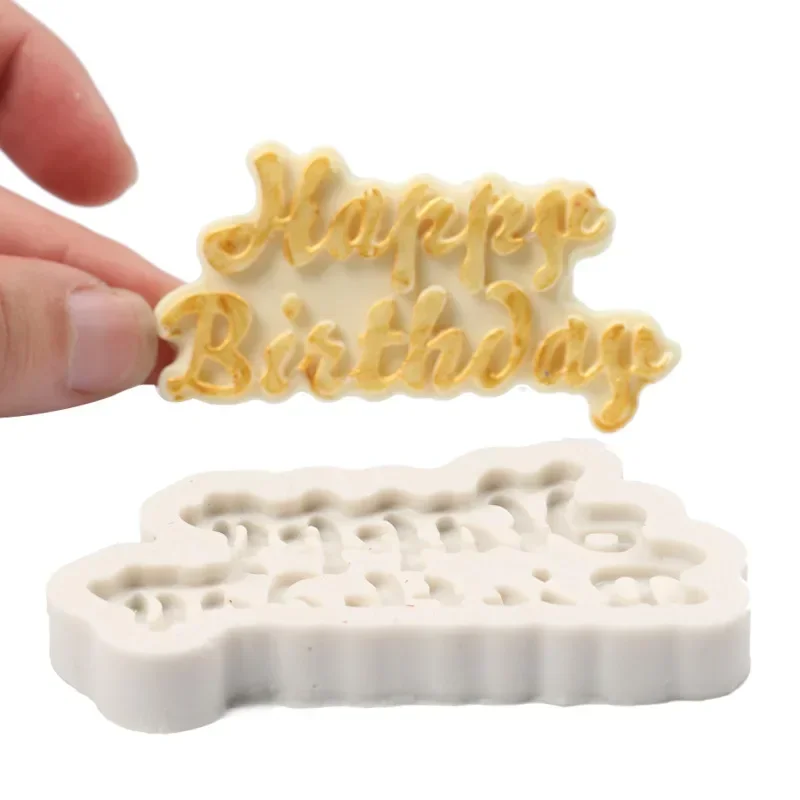 Silicone 3D Happy Birthday Letters Numers Mold for Ice Jelly Chocolate Fondant Mold Birthday Baking Cake Decorating Tool Mould