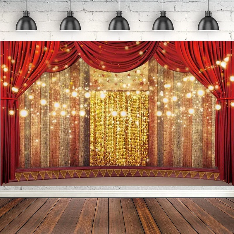 Photography Backdrop Red Curtain Stage Circus Background Birthday Wedding Baby Shower Party Decoration Banner Supplies Favors