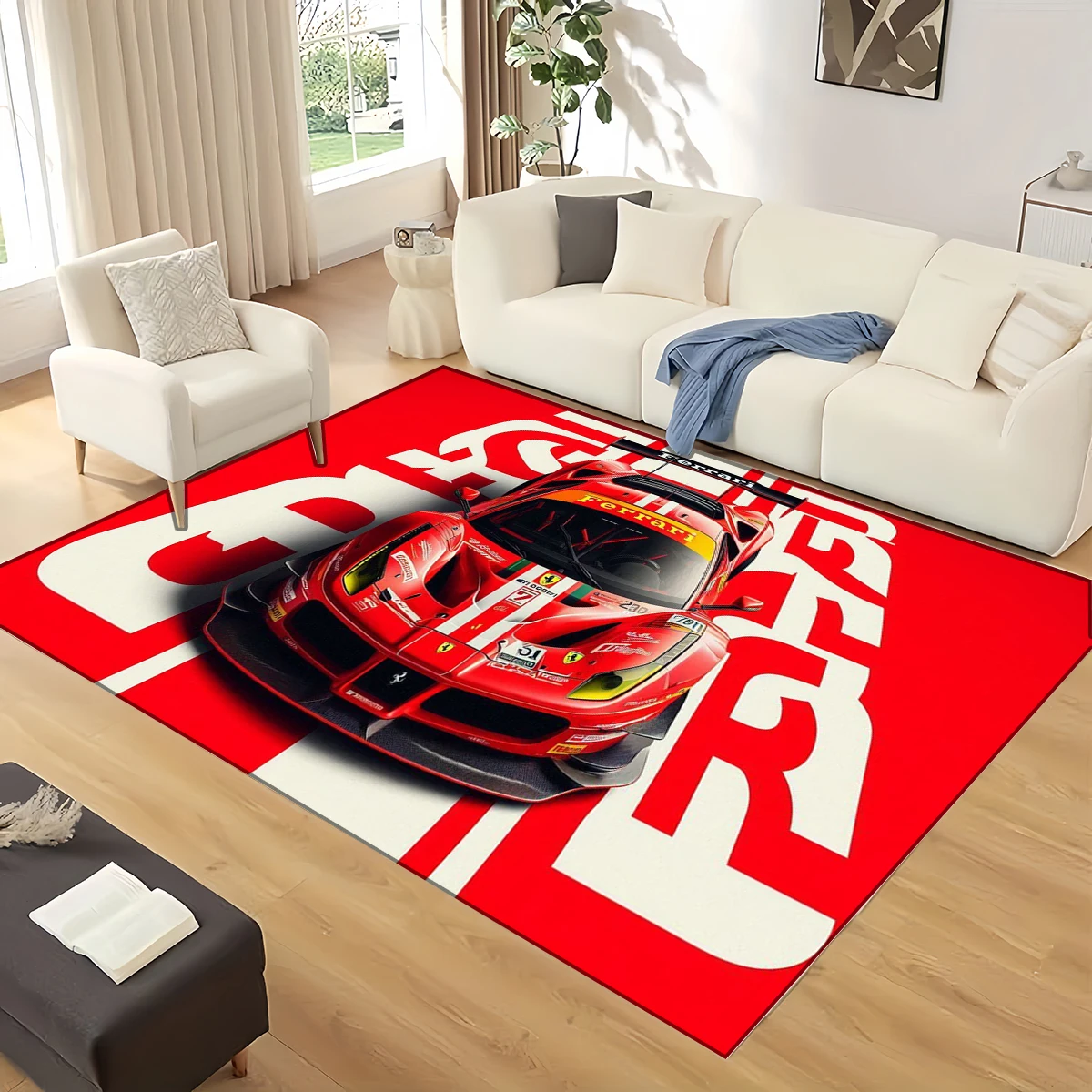3D Vintage Motorcycle F-Ferrari Style Large Area Rug – Non-Slip Floor Mat for Garage, Living Room, Bedroom, Doormat Decor & Gift - view 5