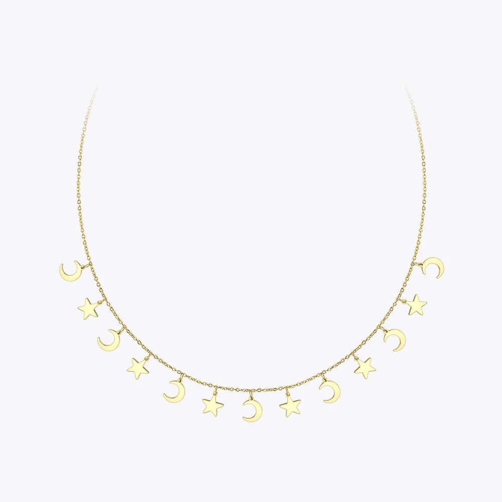 ENFASHION Star & Moon Choker Necklace Women Stainless Steel Chain Pendants Necklaces Fashion Femme Jewelry Collares PM193014