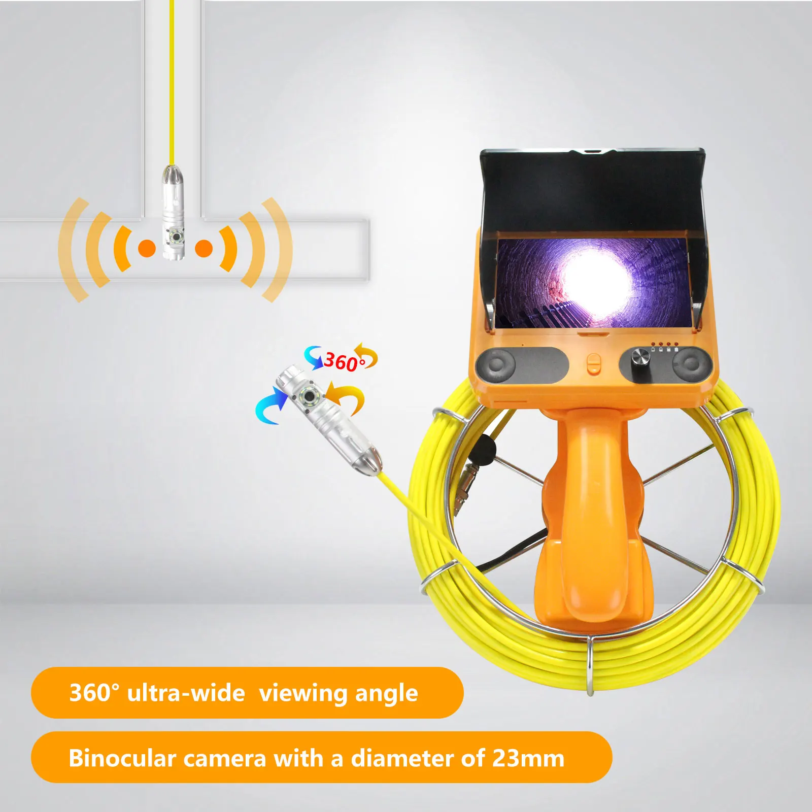 23 مللي متر المزدوج السباكة استنزاف الأنابيب التفتيش كاميرا الصرف الصحي خط أنابيب مدخنة التفتيش كاميرا التناظرية بالمنظار فيديو كاميرا رقمية