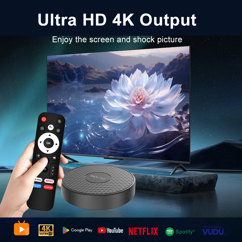 Set-Top TV Box MX10 K3 Corte-A53 Allwinner H313 Mali-G31 Build in Wi-Fi 2.4G/5G+BT4 4K Media Player Support Voice Remote Control