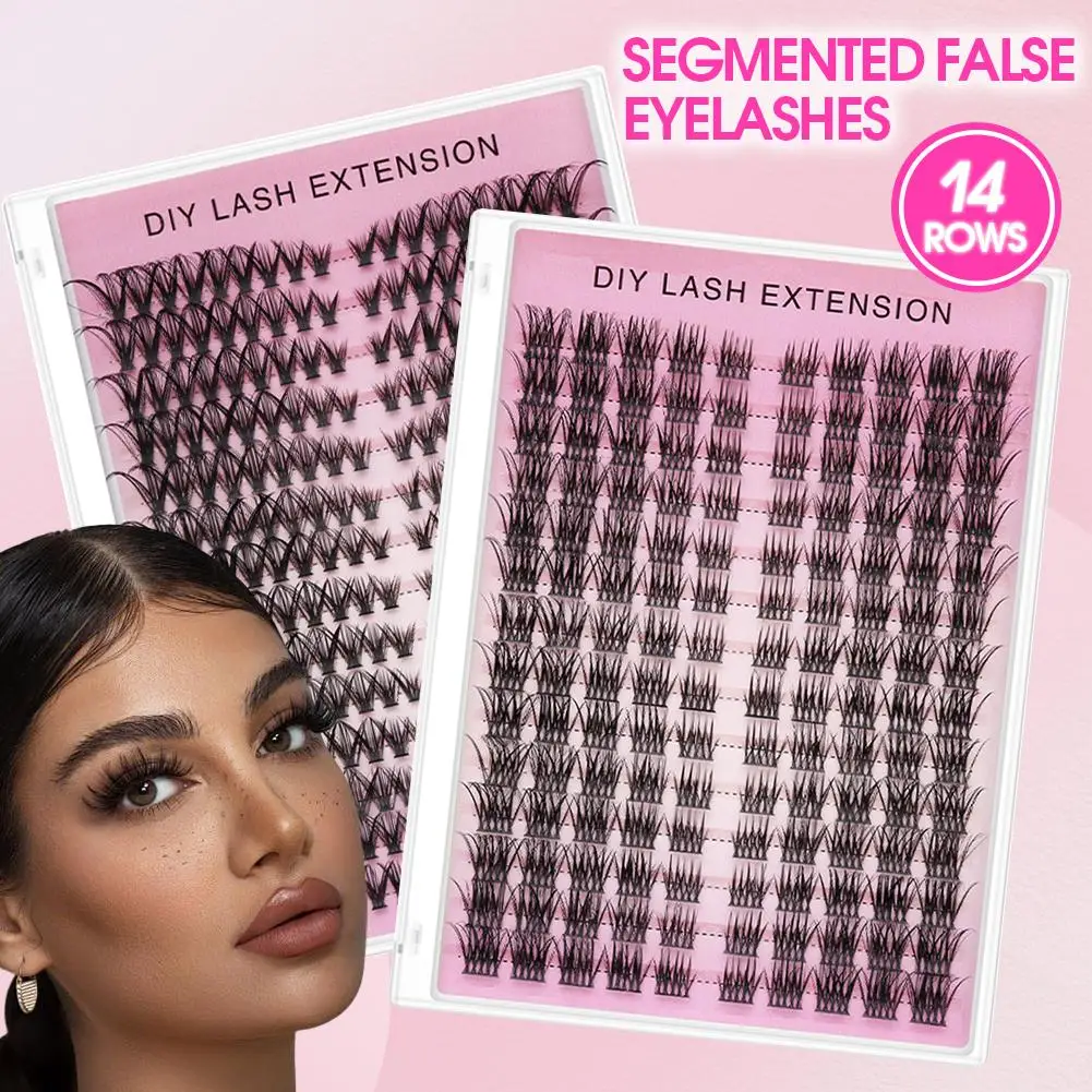 ขนตาปลอมแบบ DIY 14 แถว ขนตาปลอมแบบเป็นช่อ ขนตาธรรมชาติ ฟู นุ่ม แบบตาแมว ต่อขนตาแบบเส้นเดี่ยว อุปกรณ์แต่งหน้า