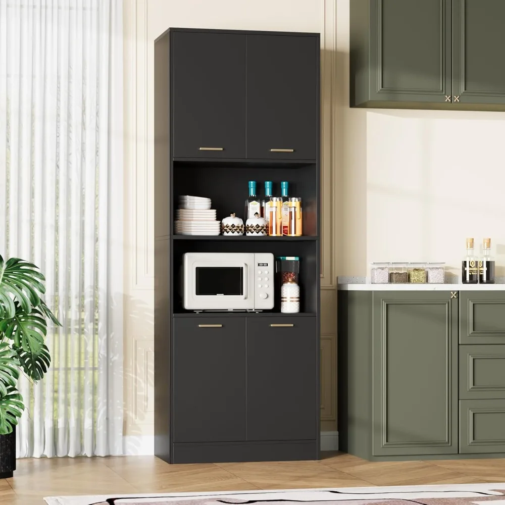 Mueble de despensa, mueble de despensa de cocina con puertas y estantes ajustables, gabinetes de cocina, aparador para comedor