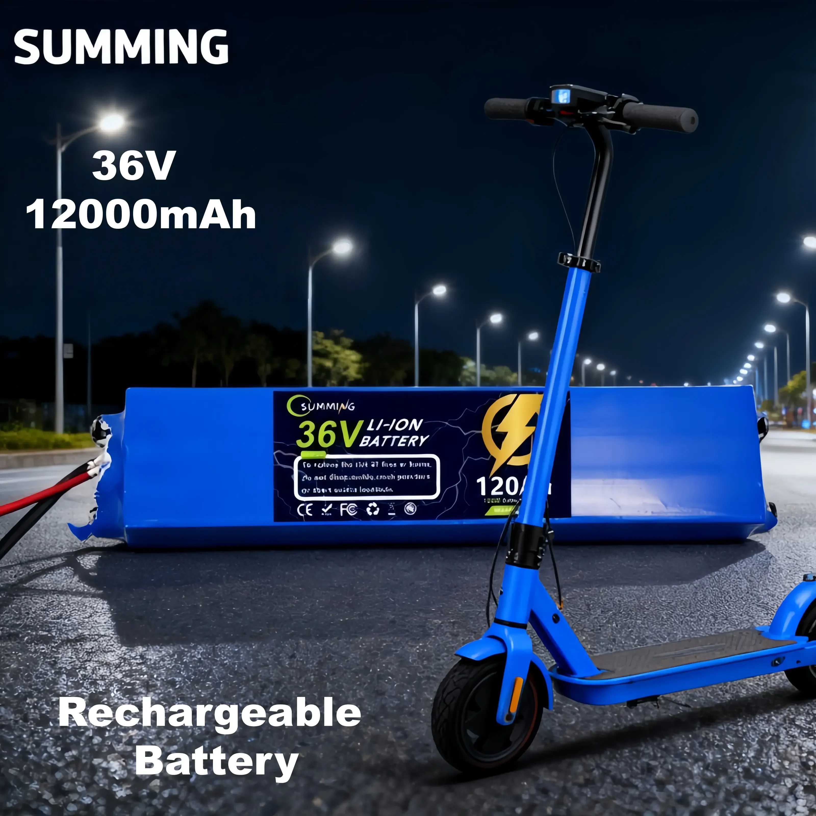 

Genuine summing 36V 120Ah 10s2p Battery Packs Rechargeable Lithium Ion Battery for Electric Self Balancing Scooter ✅