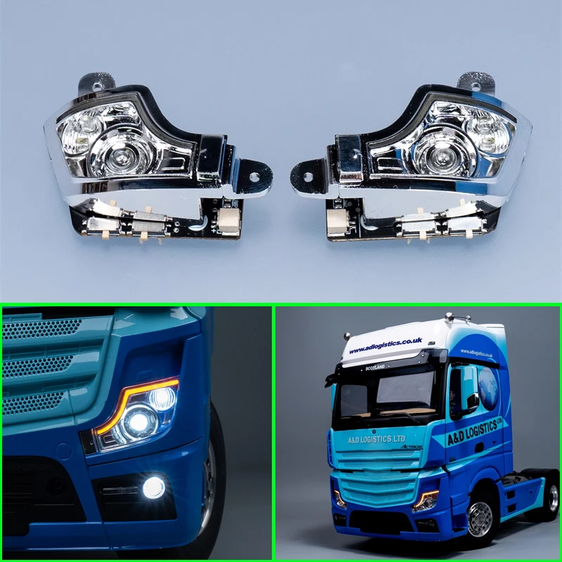 LED Integrated Headlight Running Light Turn Signal for 1/14 Tamiya RC Truck Trailer Mercedes Benz Actros 3363 1851 Car DIY Parts