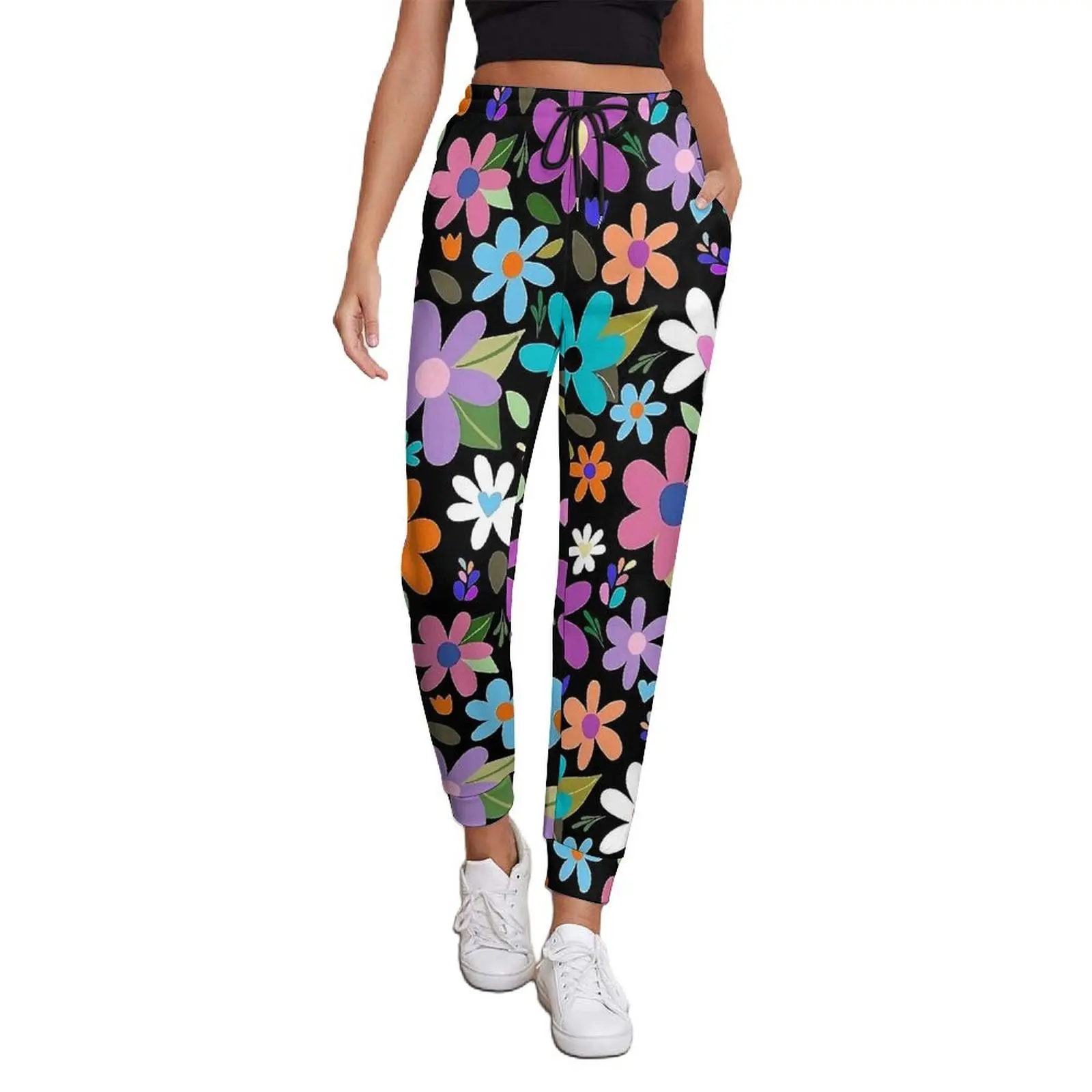 Flower Power Pants Women Pop Art Flora Street Wear Joggers Spring Home Pattern Trousers Big Size 2XL