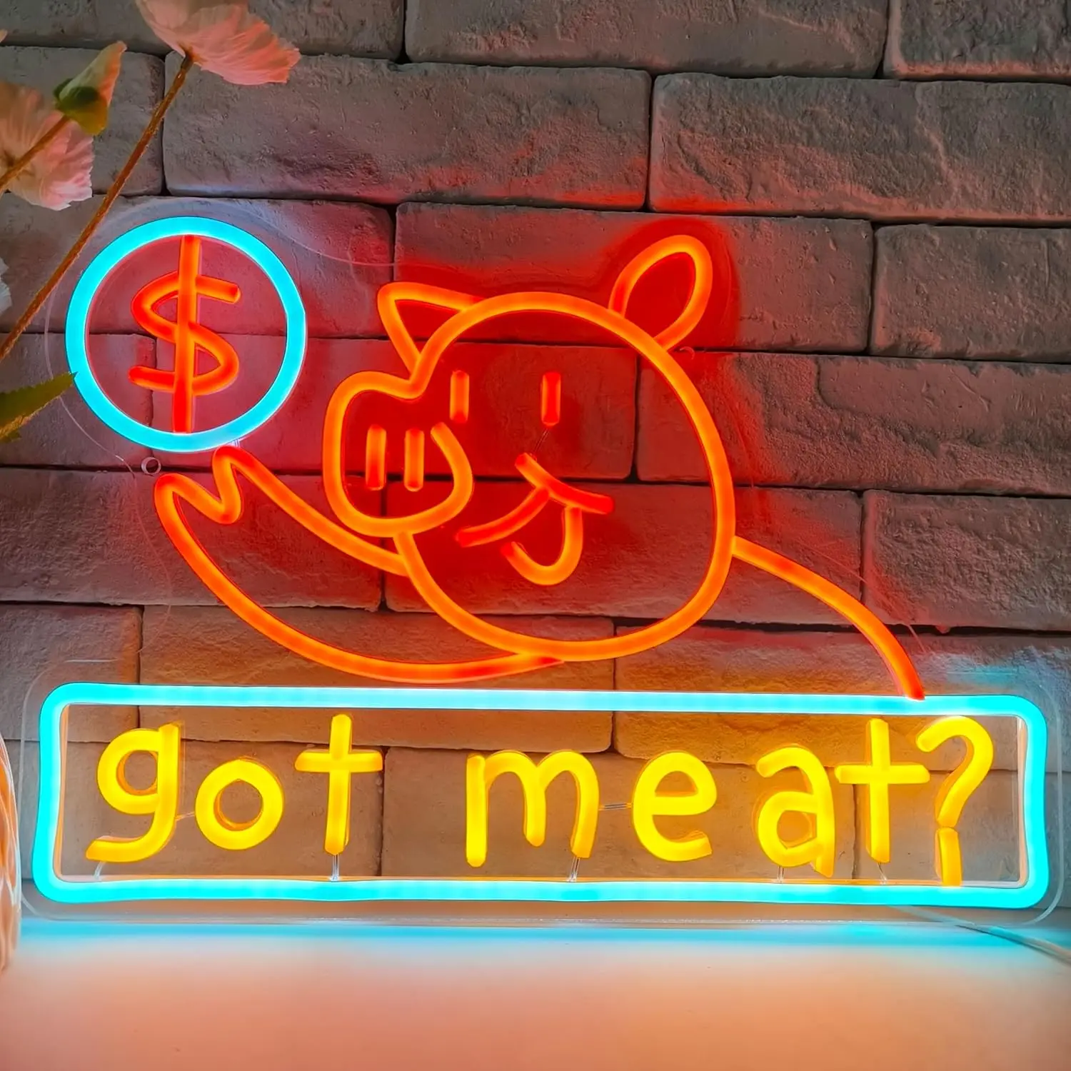 

Got Meat Neon Signs BBQ Neon Lights for Outside Restaurant Bar Club Party Butcher Shop Wall Art Decor Dimmable USB Opening Gifts