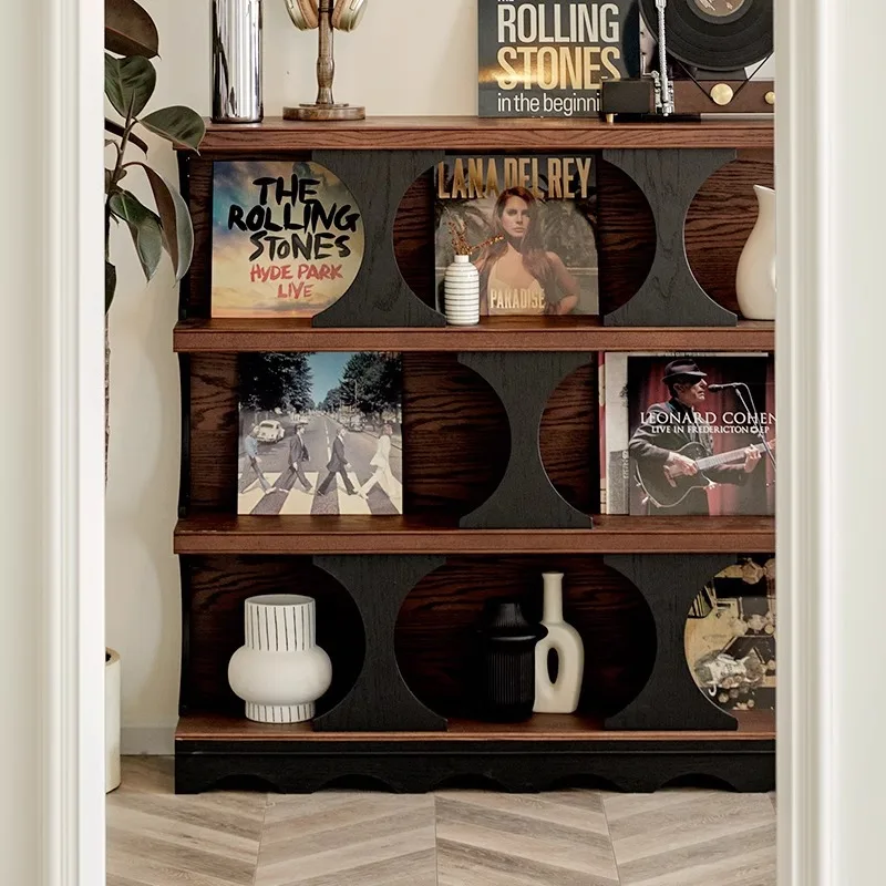 

Hadid Bookcase Vintage Solid Wood Display Cabinet Display Cabinet Locker Bookcase Bookshelf Small Apartment Home Edge