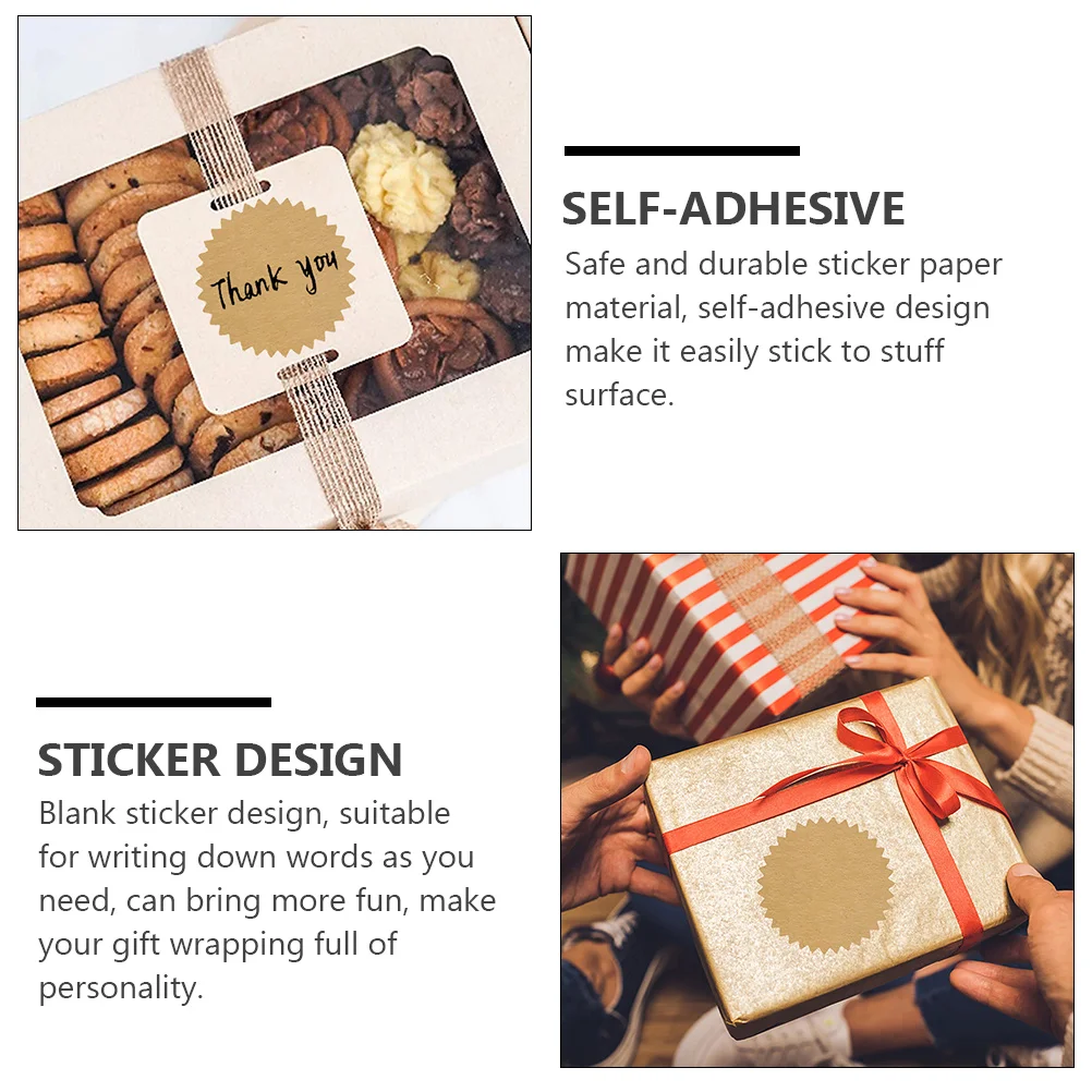 

500 Pcs Seal Blank Sticker Gift Tag Stickers Party Label Number Khaki Paper Sealing