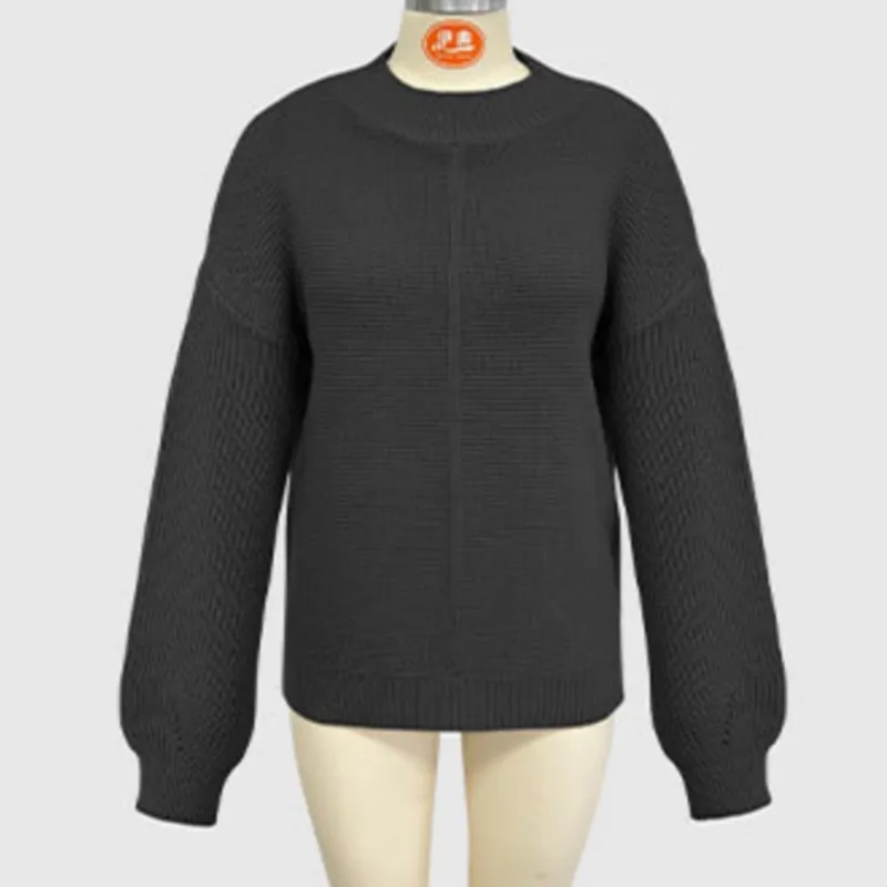 

2025 New Winter Women's Knitted Sweater Solid Color Half-High Neck & Loose Pullover Warm & Versatile for Daily Outfits