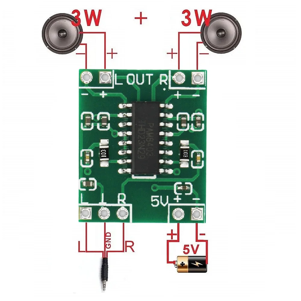 5 pz PAM8403 modulo scheda amplificatore di potenza digitale amplificatore in miniatura classe D amplificatore di potenza 2x3W alto 2.5V ~ 5V