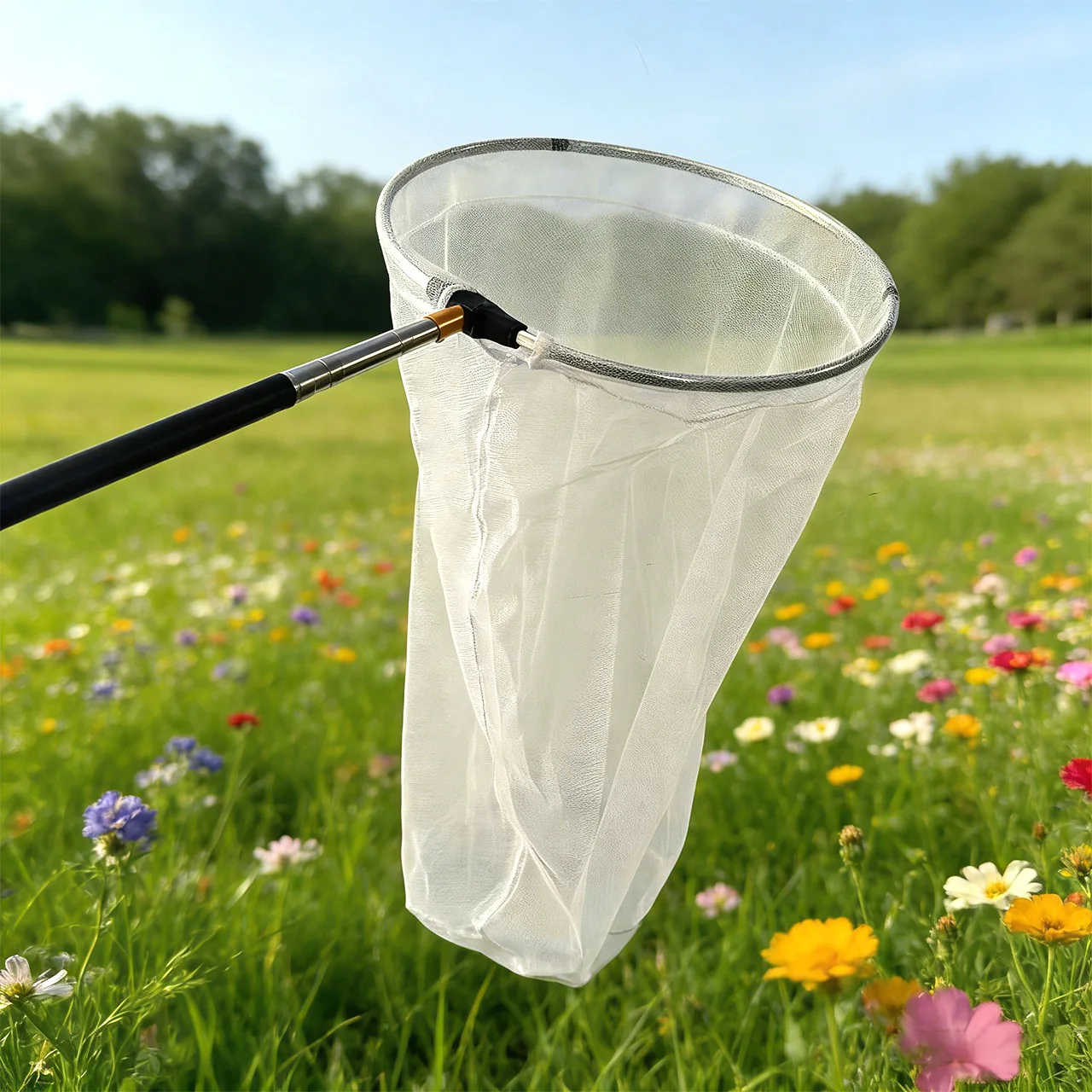 Stainless Steel Telescoping Insect Net,Butterfly Catching Nets with Extendable Handle for Outdoor,Fast-Folding Fish Landing Net