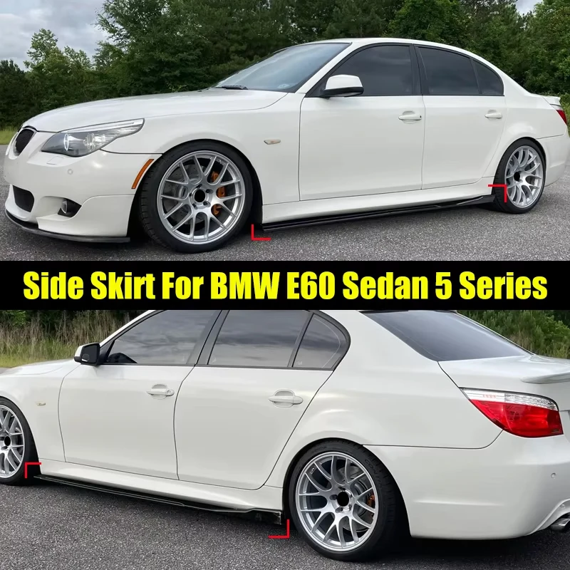 For BMW Accessories 2004-2010 E60 E61 5 Series M5 Style Car Side Skirts Extension Rocker Panel Splitter Cover 8PCs ABS