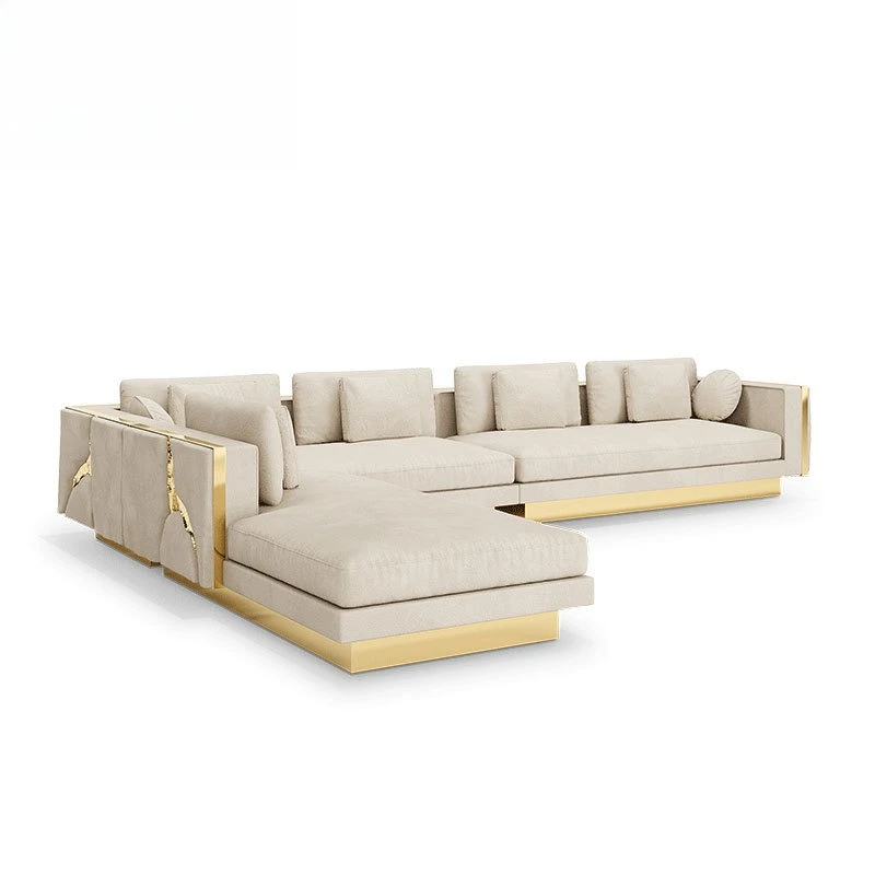 

Light luxury living room L-shaped concubine sofa multi-person seat comfortable sponge leisure sofa fabric sofa