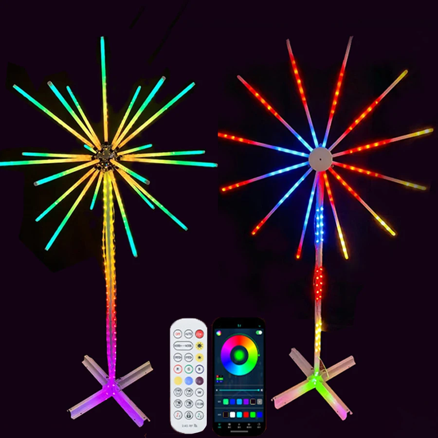 2,5/3,5/4,5 M großes intelligentes RGB-Feuerwerklicht, App-Steuerung, RGB-LED-Starburst-Licht, Weihnachtsbaum, Feuerwerk, Girlandenlicht