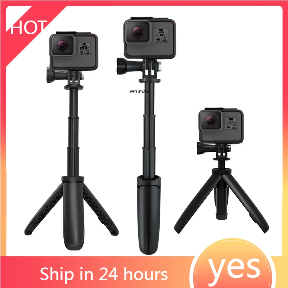 Foldable Tripod Portable Tripod Monopod for Go Pro Hero 12 11 10 9 Black Session Osmo Action Camera Accessories Mini Vlog Tripod