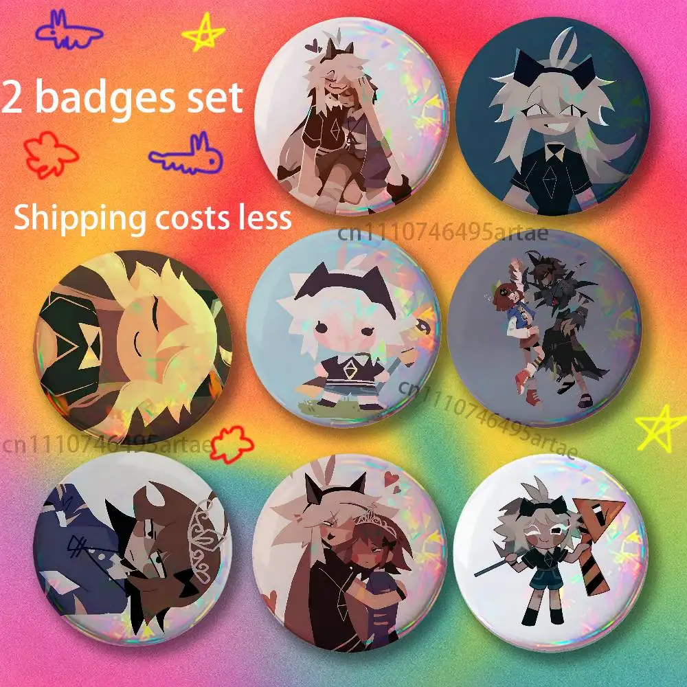 Alice Oliver Katie Agetha Engel circle FPE Backpack Accessories25,32,44,58,75mm Round Enamel Pins 2piece set Cartoon Anime Badge